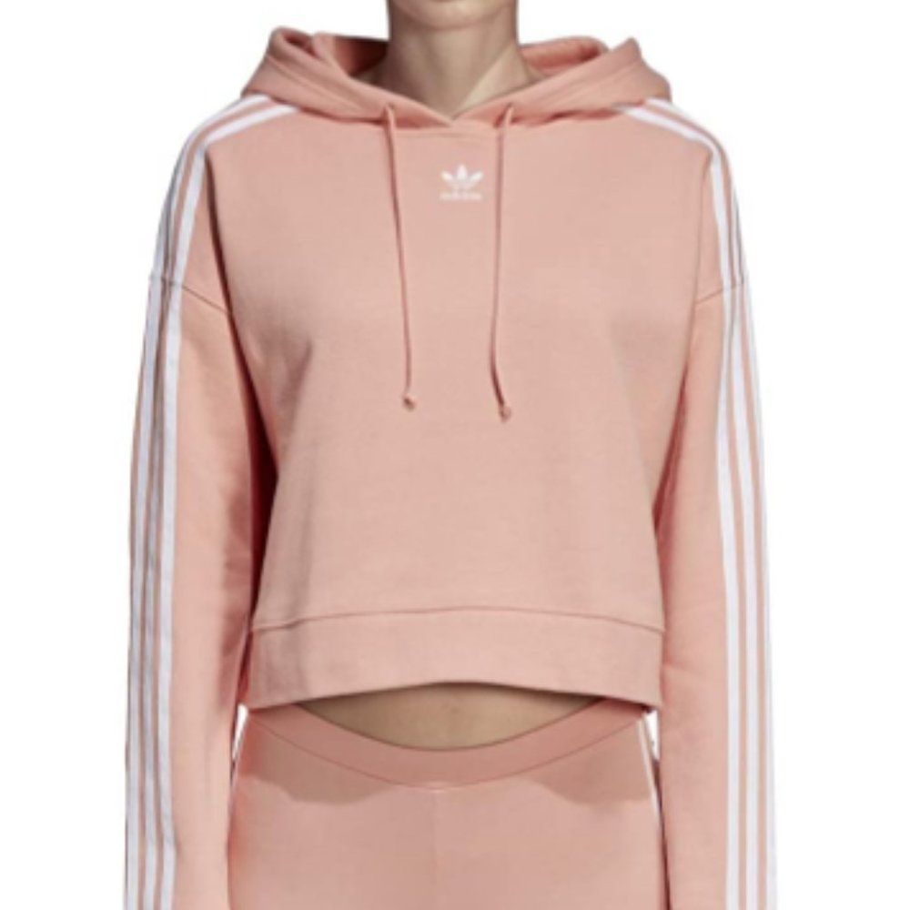 Adidas light pink cropped hoodie